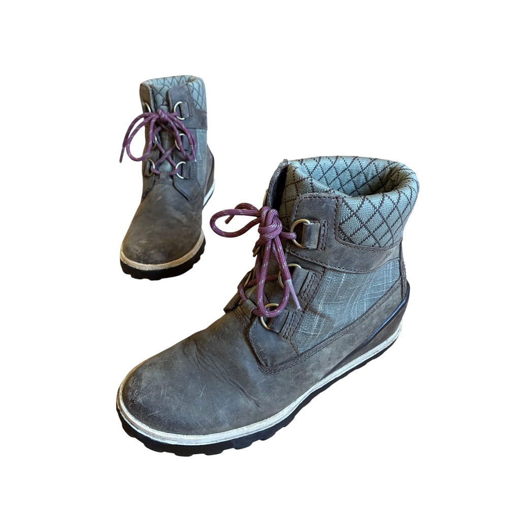 LL Bean Womens 8 Grey Brown Insulated Primaloft Lace Up Boots Gorpcore Winter